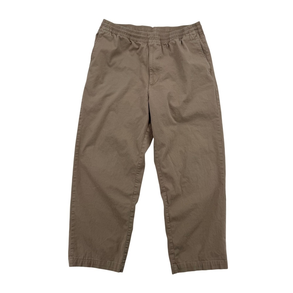 Uniqlo Stretch Easy Ankle Chino Pants Mens Unisex M Brown Elastic Waist Relaxed